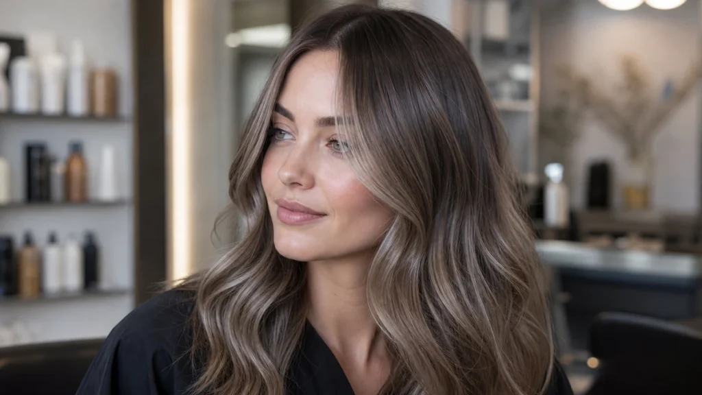 Best hair colors for cool undertones with ash brown mushroom brown and cool espresso dimension in a realistic salon photo