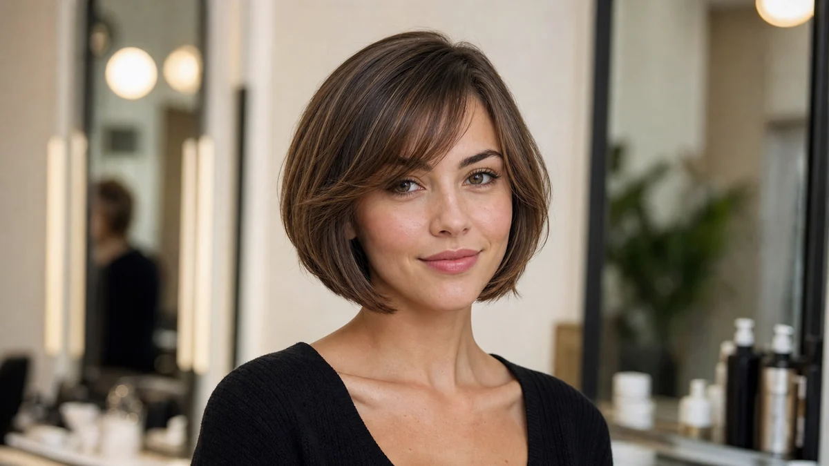 best hairstyles for heart face chin-length bob with side-swept bangs