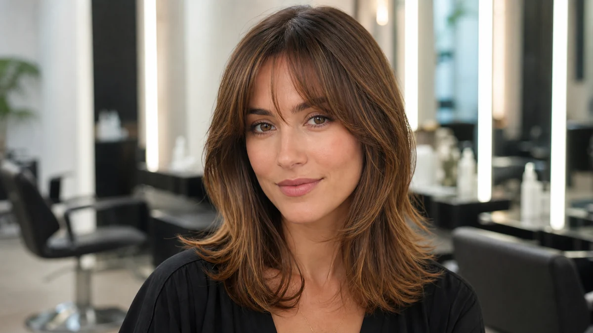best hairstyles for long face curtain bangs and layered hair