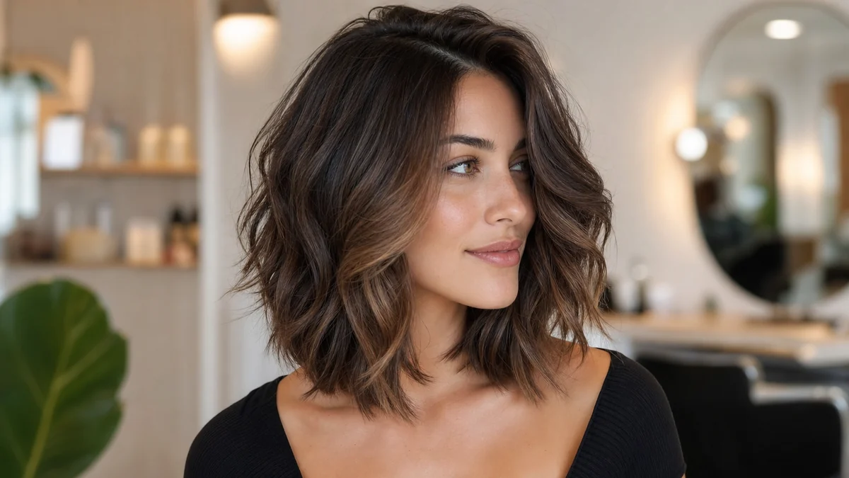 best hairstyles for long face textured lob with cheek-level volume