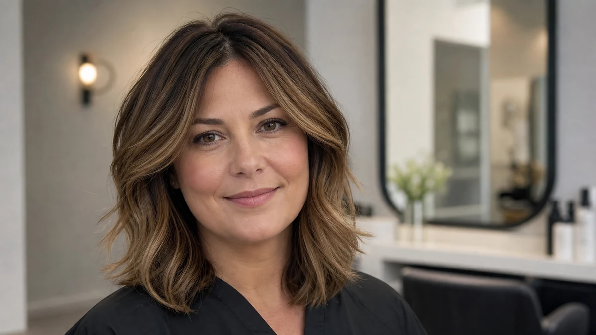 Soft layered waves adding upper-face balance for a pear face shape