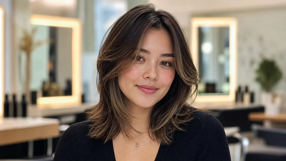 best hairstyles for round face layered shoulder length cut