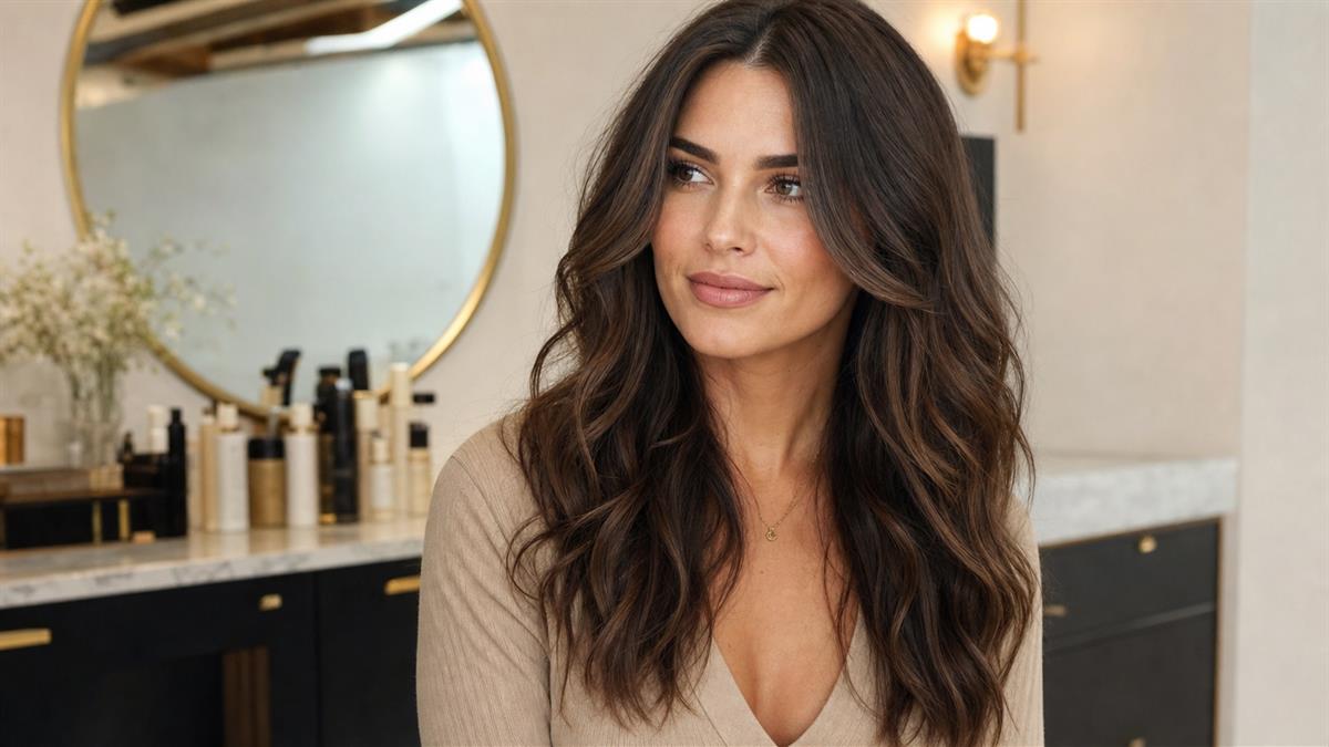 Long face-framing layers with soft waves for a square face shape