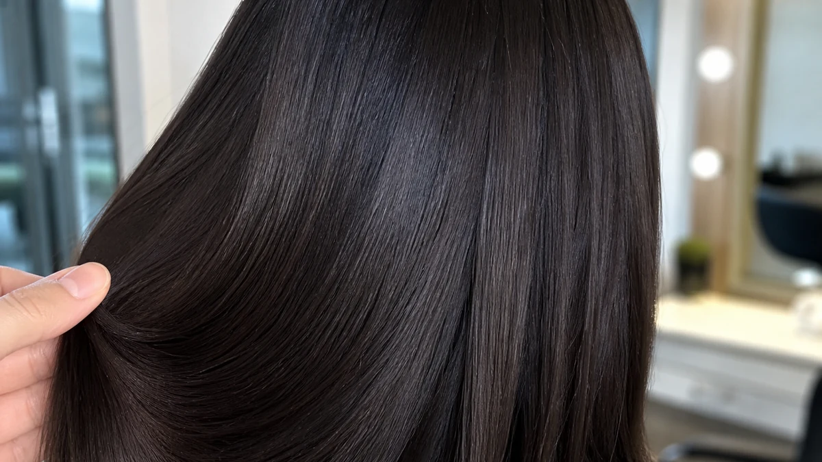 Cool espresso brunette shine detail