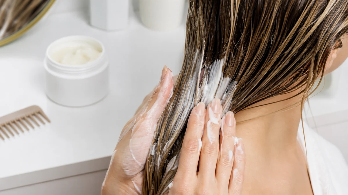 Hair mask application on color-treated hair