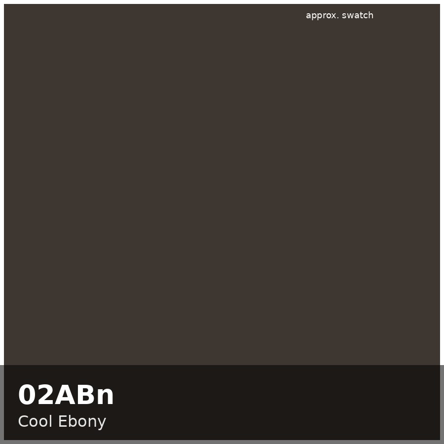 Approximate educational color swatch for Redken Shades EQ 02ABn (original Beauty Spire illustration, not manufacturer colorimetry)