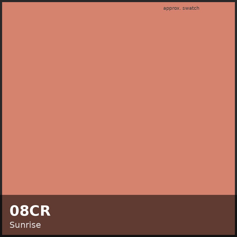 Approximate educational color swatch for Redken Shades EQ 08CR (original Beauty Spire illustration, not manufacturer colorimetry)
