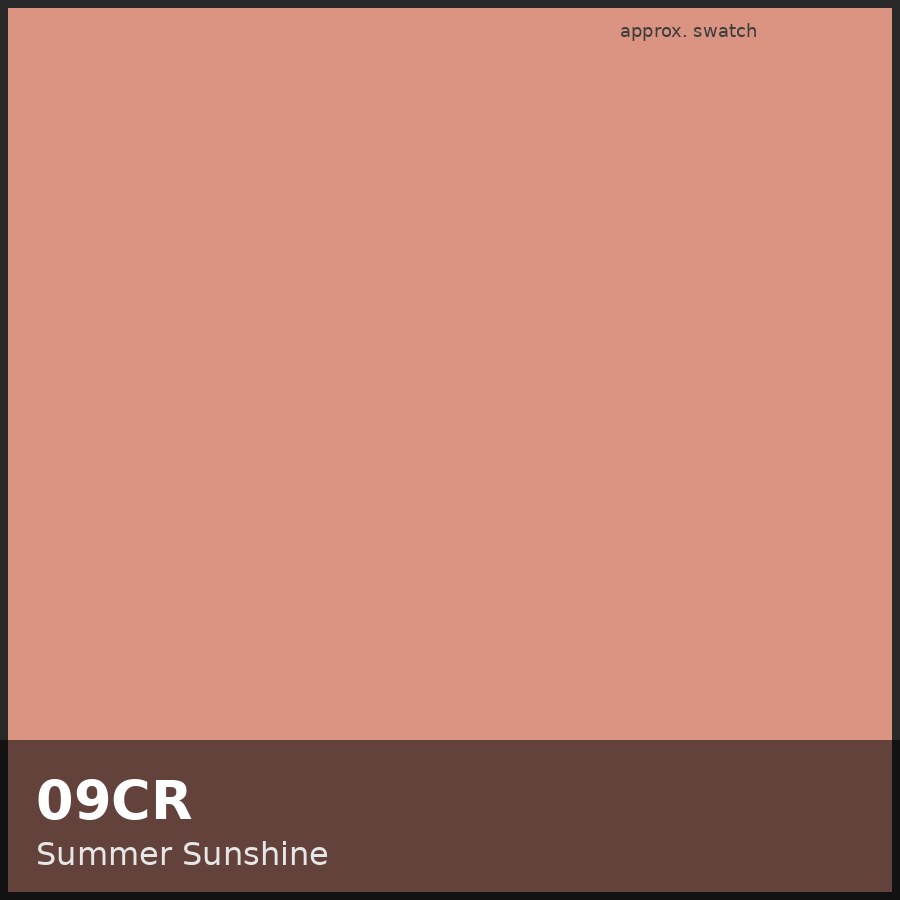 Approximate educational color swatch for Redken Shades EQ 09CR (original Beauty Spire illustration, not manufacturer colorimetry)